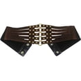 thumbnail image 4 of Ceinture Large en Cuir PU pour Femmes Mode Rivets Creux Ceinture Extensible, 4 of 7