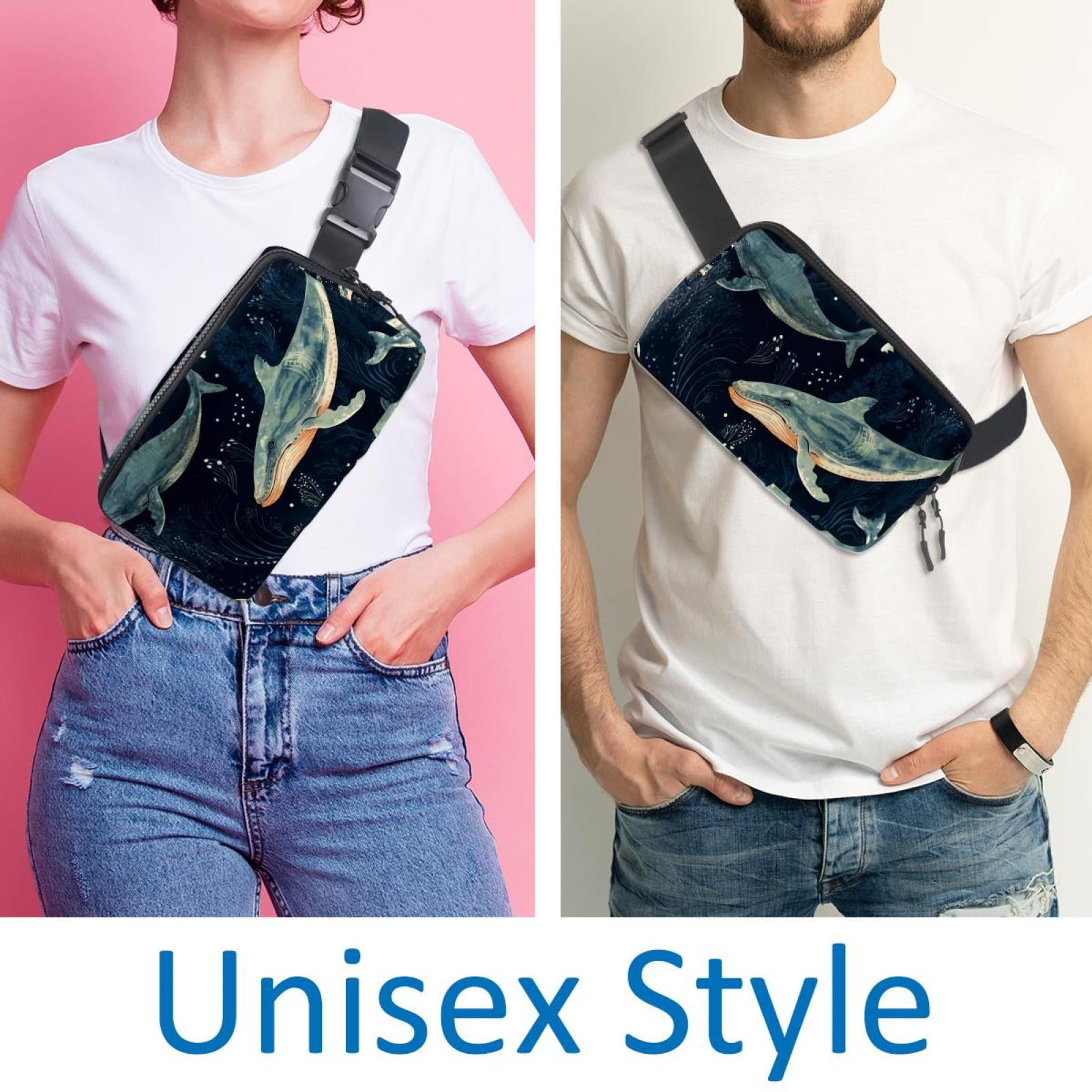 Whale Adjustable Lightweight Fanny Pack with Extension Strap - Unisex Belt Bag and Crossbody Bag