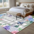 thumbnail image 4 of Large Area Rugs for Living Room Bedroom, Watercolor Flowers 6'x9' Rug Washable Carpet Runner Indoor Outdoor, Spring Butterflies Floral Gray Plaid Non Slip Floor Mats Rug for Kitchen, Playroom, 4 of 8
