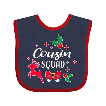 

Inktastic Christmas Cousin Squad with Holly Reindeer Silhouette and Bow Gift Baby Boy or Baby Girl Bib