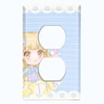 thumbnail image 2 of Metal Light Switch Wall Plate Outlet Cover (Pop Star Blue Anime Stripe Flower Border Pattern - Single Duplex), 2 of 2