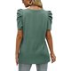 thumbnail image 4 of Blusa túnica suelta de verano verde guisante con cuello redondo, mangas abullonadas, camisa corta y elegante, 4 of 6