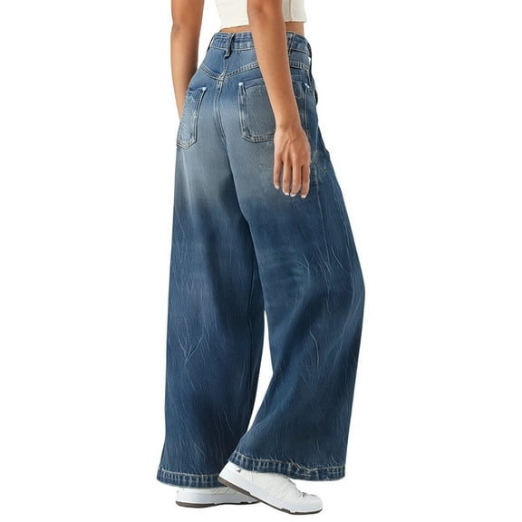 EDFBUYKRS Female Women Pants Casual Hiking Pants Women Tall 34 Inseam Washed Ripped Jeans Women's Summer Thin Wide Leg Trousers Xl