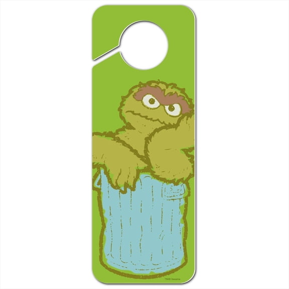 Sesame Street Oscar the Grouch Distressed Plastic Door Knob Hanger Sign