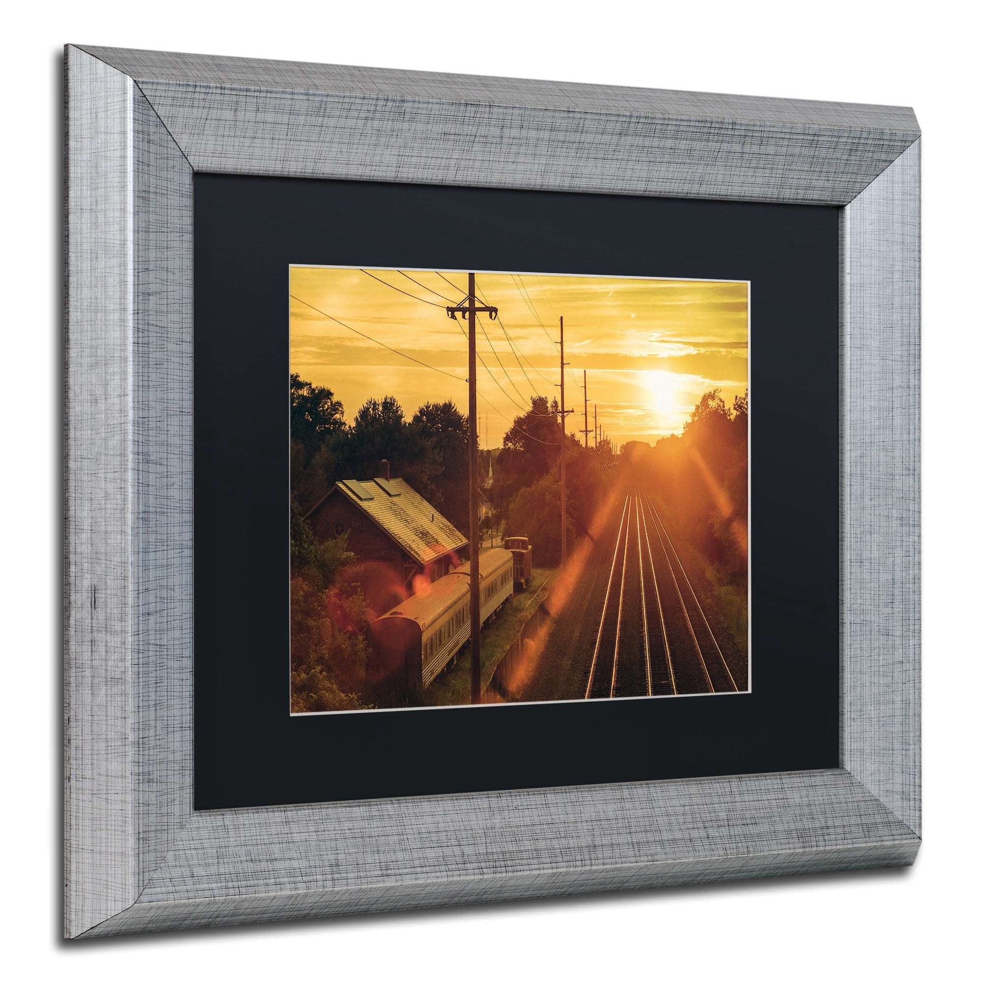 Trademark Fine Art "Train Depot" Canvas Art by Jason Shaffer, Black Matte, Silver Frame