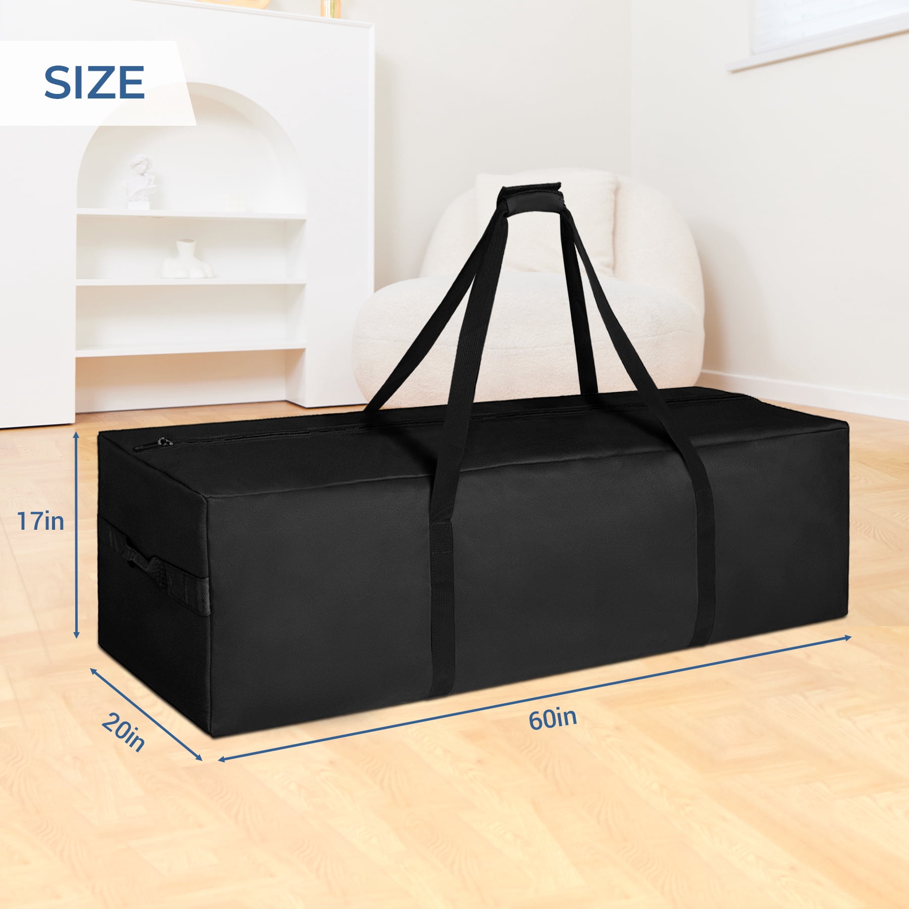 INFANZIA 60" Travel Duffle Bag -334L Extra Large Sports Duffel Luggage Bag Large Holdall with Upgrade Zipper for Equipment Storage, Moving House, Sturdy & Water Resistant, Black