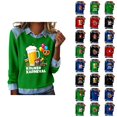 thumbnail image 1 of Mardi Gras Chemises à Manches Longues pour Femmes 2026 Mode Denim Patchwork Col à Revers Chandail en Molleton Graphique, 1 of 2