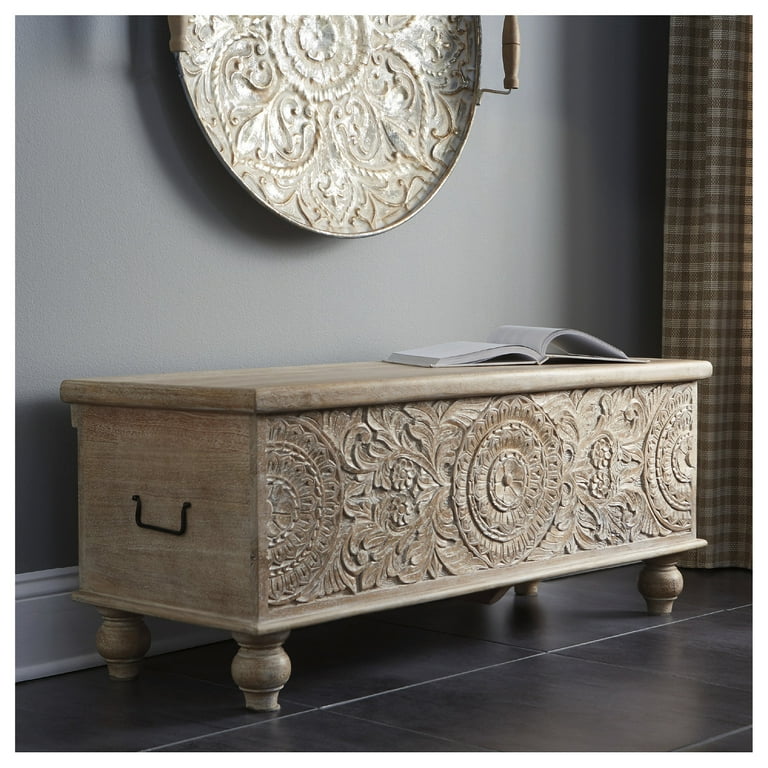 Signature Design by Ashley Fossil Ridge Storage Bench, Beige
