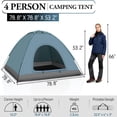 thumbnail image 3 of TopComfy Camping Dome Tent, 3-4 Person Waterproof Windproof Easy Setup Spacious Family Tents with Carry Bag & Rain Fly for Hiking Backpacking Traveling, Blue, 3 of 7