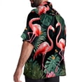 thumbnail image 3 of Flamingo Tropical Rainforest Men's Casual Printed Button Down Short Sleeve Summer Beach Shirt, Unisex, 3 of 6