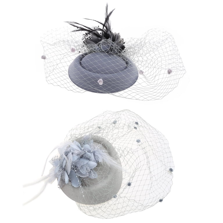3731 Women Fascinator Hat Flower Pearl Feather Mesh Veil Hair Clip Pillbox Aimeely Vintage Women Lady Pearl Pillbox Hat Wedding Party  main image 4