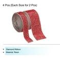 thumbnail image 3 of Uxcell 4 Roll 4 Yard 13.5/27mm Self Adhesive Crystal Rhinestone Ribbon for Crafts Project, Red, 3 of 5