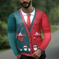 thumbnail image 2 of Pompotops Hauts Amusants pour Hommes Imprimé de Noël Col Rond Manches Longues T-Shirt Blouse en Solde, 2 of 5
