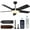 Black, variant on Kaqinu Ceiling Fans with Lights and Remote & App Control,45 inch Modern Ceiling Fans,6 Speeds 3 Colors for Indoor White