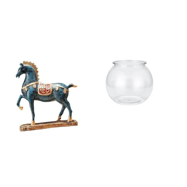 Escultura De Caballo De Pie Para Escritorio, Sala De Estar, Estantería, Decoración Con Pecera Pequeña Transparente, Acuario, Jarrón, Adorno De Mesa Para Oficina, Hogar, Plantas, Decoración