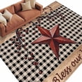 thumbnail image 3 of 6x9 Washable Area Rug, Country Stars Non-Slip Large Rectangle Rug for Living Room Dining Room, Vintage Dark Red Star Black Plaid Brown Wood Grain Indoor Floor Mat for Home Decor, 3 of 9