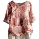 thumbnail image 1 of Blusa informal de manga corta con cuello redondo para mujer con estampado de botones y camisetas sueltas Pompotops hfajkhk128825, 1 of 1