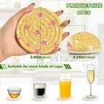 thumbnail image 2 of Yayeee 6 PCS Drink Coasters with Holder Set Woven Absorbent Round Tabletop Hot Pad, Yellow Stars, 2 of 7