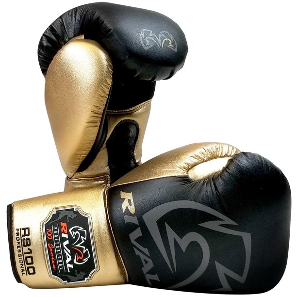 Rival Boxing RS100 Pro Sparring Boxing Gloves 16 oz. Black/Gold