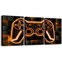 Hieng Gamer Canvas Wall Art for Living Room Red and Black Picture Wall Decor Gaming Ombre Office Wall Decorations Artwork Posters Geometry Square Wall Painting（Only canvas）