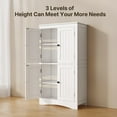 thumbnail image 3 of Floor Cabinet, Asofer Bathroom Storage Cabinet with Adjustable Shelves and 4 Magnetic Doors, 43" Wooden Pantry Cabinet for Kitchen, Living Room, White, 3 of 6