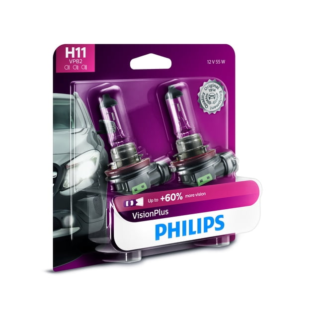 La bombilla para faros delanteros PHILIPS H11 VisionPlus mejora un 60% más de visión
