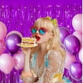 thumbnail image 5 of Sm:)e 2-Pack Light Bright Blinking Purple Foil Fringe Curtains for Events - Birthday, Wedding, Graduation, Christmas, Baby Shower, various festivals Decor Photo Booth Fun!, 5 of 5