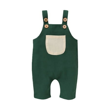 

EYIIYE Baby Cotton Solid Color/ Plaid One-piece Suspender Trousers 0-18 Months