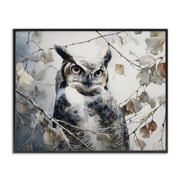 Stupell Industries Farmhouse Horned Owl Perched Black Framed Giclee Art, 14 x 11, by Franklyn Gregory