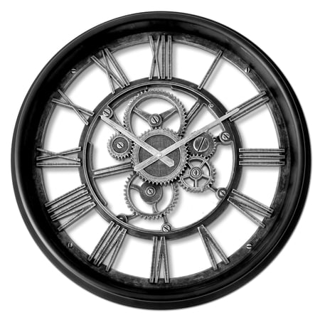 Westclox 20 Gears Wall Clock, Vintage Distressed Silver Dial, Quartz Accuracy