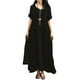 thumbnail image 1 of Nueva moda mujer vestido flojo ocasional del color sólido de manga corta boho summer maxi vestido la Tomshoo Negro 4X-Grande, 1 of 7