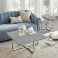 thumbnail image 3 of Chidia Light Grey Chrome Coffee Table - High Gloss Lacquer Finish Top, Polished Stainless Steel Base, X-Leg, 3 of 10