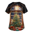 thumbnail image 3 of Garbnen Christmas Scrub Tops Women Stretchy V Neck Short Sleeve Womens Fall Tops Winter Fall Xmas Print Nursing Scrubs with Pockets S-5xl, 3 of 4