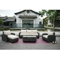 thumbnail image 4 of Outdoor Wicker Furniture Set 5-Piece Patio Garden Sectional Sofa Set with Cushions and Storage - Brown, 4 of 6
