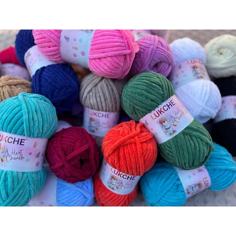 CRAFTYTOP Chenille Yarn - Super Bulky Velvet Yarn For Crochet & Knitting, Soft Plush Baby Blanket Yarn (Cotton Candy Color)