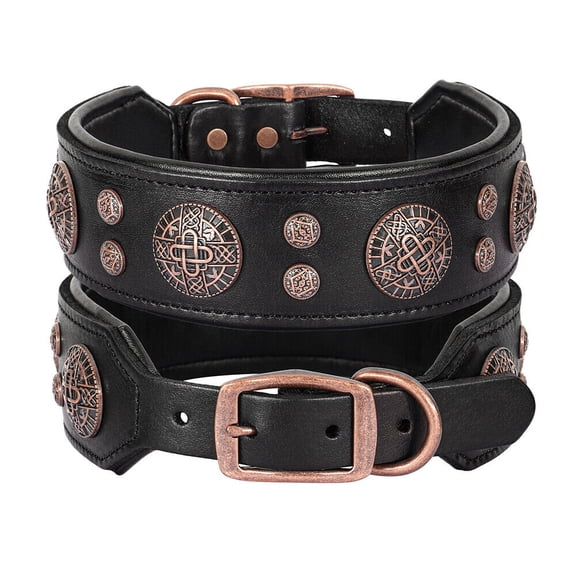 Pet Artist Genuine Leather Dog Collar for Large Dogs Strong 2" Wide Pet Collars Heavy Duty