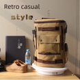 thumbnail image 2 of Mochila de lona para hombre, mochila para estudiantes de secundaria, mochila retro para computadora, bolso de viaje de gran capacidad, bolso para hombre, 2 of 6