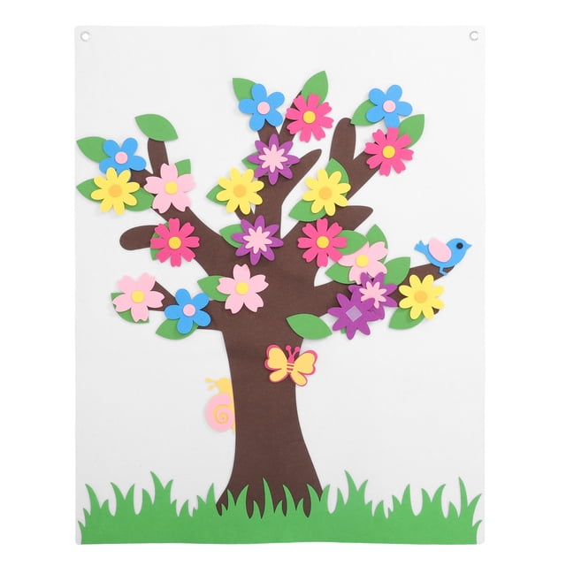 1 Set Felt Board Story Set Flower Tree DIY Board Kids Felt Wall Activities Props Kindergarten Props