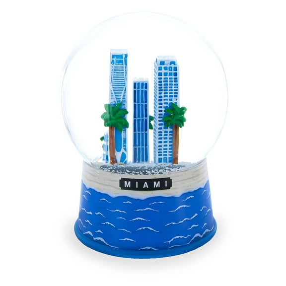 Miami Beach Skyline Glass Water Snow Globe