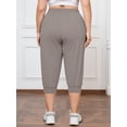 thumbnail image 6 of SHOWMALL Plus Size Capri Pants for Women Workout Relaxed Joggers Pants with Drawstring Pockets Gray 1X, 6 of 7