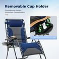 thumbnail image 2 of Wubio ARTS Oversized XXL Padded Zero Gravity Lounge Chair 30" Wide Seat Anti Gravity Lawn Chair Foldable Recliner Outdoor Camp Chair for Poolside Backyard Beach, Support 400lbs, Blue & Grey, 2 of 8