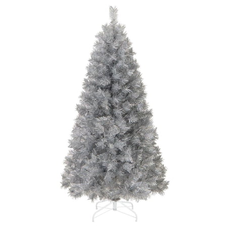 Resenkos 5-Ft Artificial Christmas Tree with Warm White LED Lights - Silver