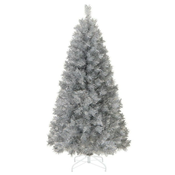 Resenkos 5-Ft Artificial Christmas Tree with Warm White LED Lights - Silver