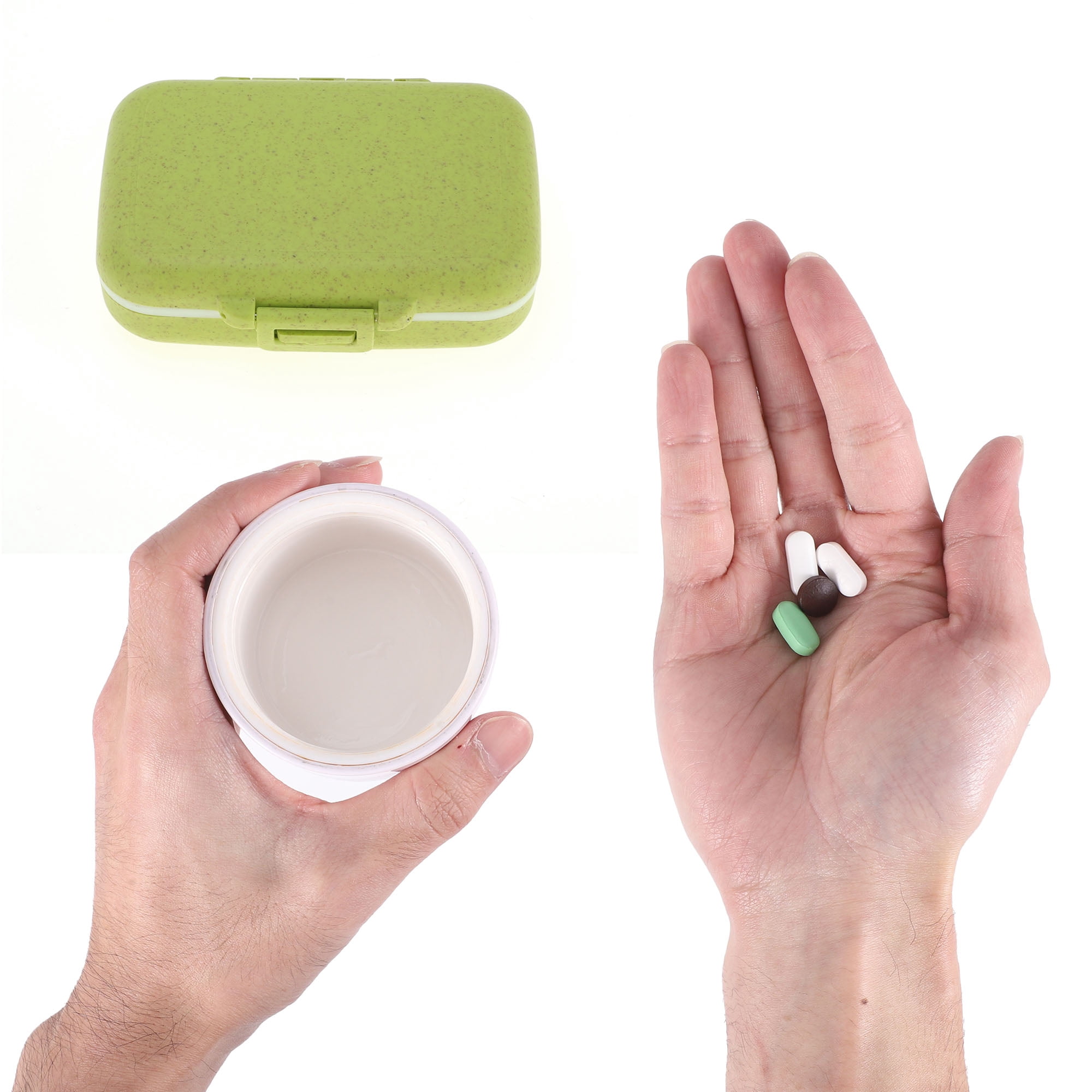 Unique Bargains 6 Grids Single Layer Pill Box for Travel 1 Pc Green