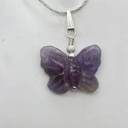 Amethyst Butterfly Pendant Necklace | Semi Precious Stone Jewelry|Silver Pendant
