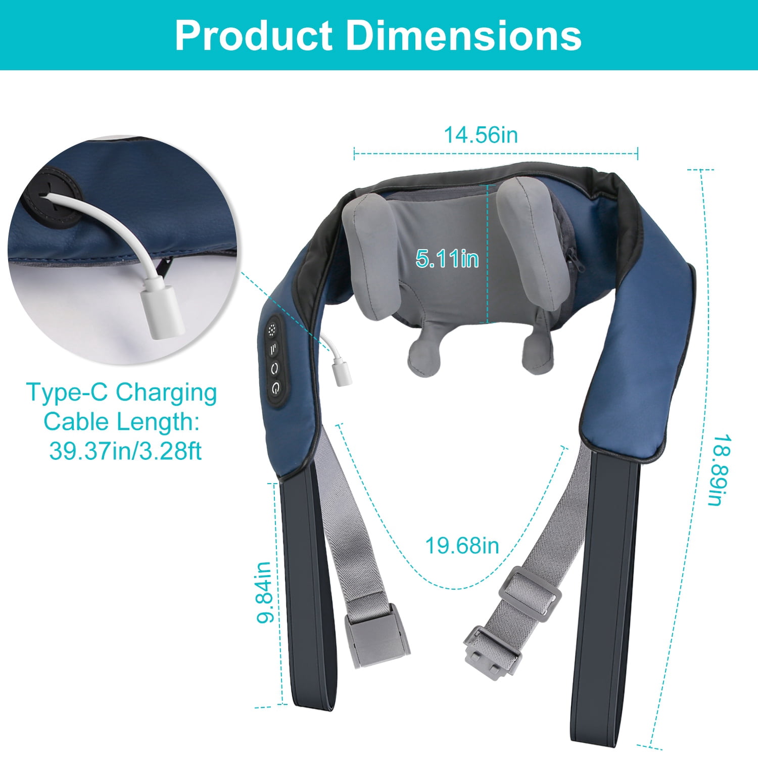 Electric Neck Massager TeqHome Shoulder Back Massager with Infrared Light Heating with 3 Massage Modes Speeds Shiatsu Massage Pillow for Neck Back Shoulder Foot Leg Muscle