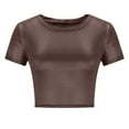 thumbnail image 4 of JIUKE Going out Tops for Women Short Sleeve Shirts Crewneck Crop Tops Stretchy Slim Fitted Basic Tees Size S, 4 of 7