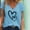 Blue, variant on Jacenvly 2024 new plus size womens clothes Casual Women's Fashion Loose T-Shirt Printed Short-Sleeved Tops breathable Heart v neck t shirts t-shirts womens summer Black