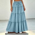 thumbnail image 6 of Women Polka Dot Midi Skirt Large Ruffle Hem Tie Waist A Line Flowy Casual Skirt with Drawstring for Daily Wear Sky Blue S(S), 6 of 7