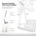 thumbnail image 3 of VINGLI XL Size Patio Wooden Porch Swing Outdoor with Cup Holders, Heavy Duty 880 LBS Hanging Swing Chair Bench with Hanging Chains for Yard, Lawn, Garden (4 FT Pro, White), 3 of 7